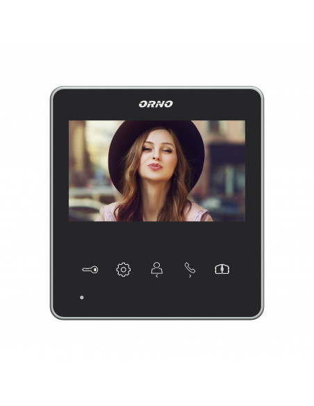  Zestaw wideodomofonowy 2-żyłowy bezsłuchawkowy, kolor, 4,3" LCD,  z czytnikiem breloków zbliżeniowych, czarny, NAOS...