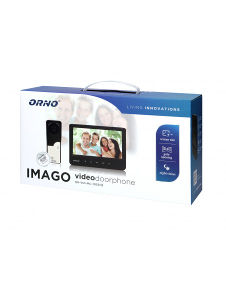 Zestaw wideodomofonowy, bezsłuchawkowy, kolor, LCD 7", czarny, IMAGO