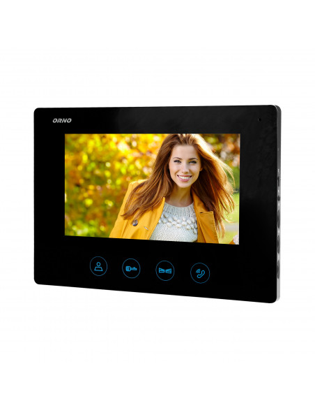 Zestaw wideodomofonowy bezsłuchawkowy, kolor,  LCD 7", z szyfratorem, natynkowy, czarny, CERES