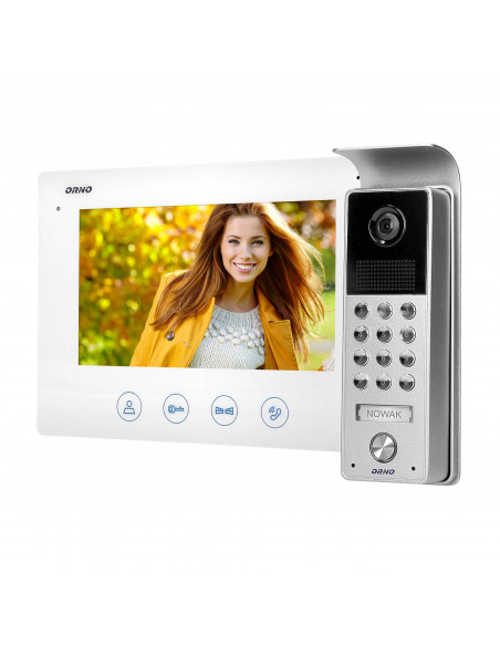 Zestaw wideodomofonowy bezsłuchawkowy, kolor,  LCD 7", z szyfratorem, natynkowy, biały, CERES