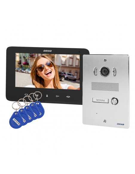  Zestaw wideodomofonowy bezsłuchawkowy, kolor,  LCD 7", z czytnikiem breloków zbliżeniowych, interkom, podtynkowy,...