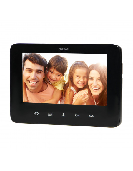 Zestaw wideodomofonowy, bezsłuchawkowy, kolor, LCD 7", interkom, z szyfratorem, natynkowy, czarny, SCUTI