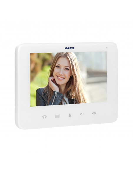 Zestaw wideodomofonowy, bezsłuchawkowy, kolor, LCD 7", interkom, z szyfratorem, natynkowy, biały, SCUTI