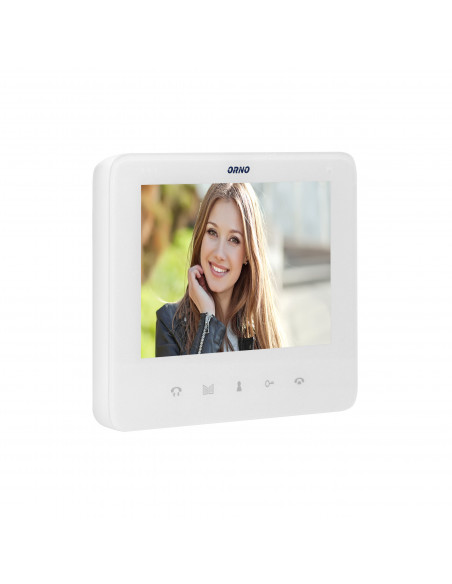 Zestaw wideodomofonowy, bezsłuchawkowy, kolor, LCD 7", interkom, z szyfratorem, natynkowy, biały, SCUTI