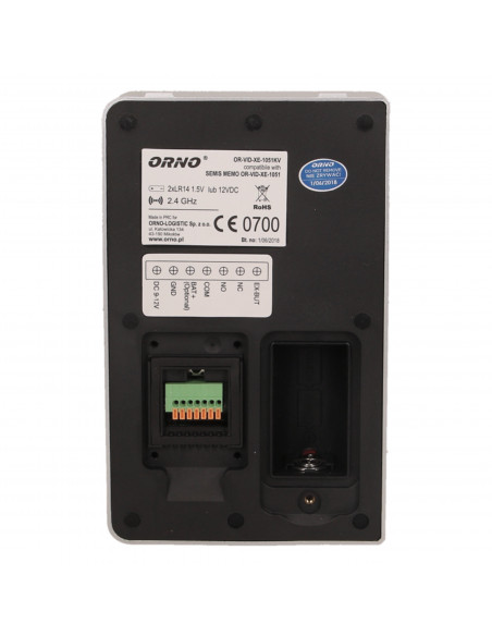 Zestaw wideodomofonowy, bezprzewodowy, zasięg 150m, kolor, LCD 2,4", pamięć, natynkowy, IP55, SEMIS MEMO