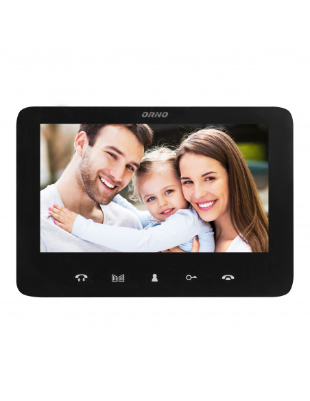  Zestaw wideodomofonowy 2-rodzinny bezsłuchawkowy, kolor,  LCD 7", z czytnikiem breloków zbliżeniowych, interkom,...