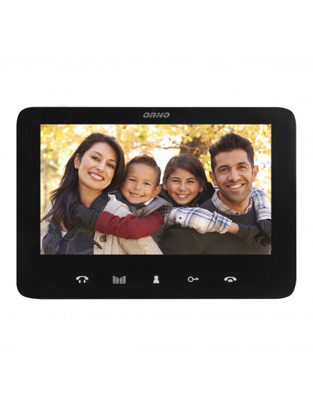  Zestaw wideodomofonowy 2-rodzinny bezsłuchawkowy, kolor,  LCD 7", z czytnikiem breloków zbliżeniowych, interkom,...