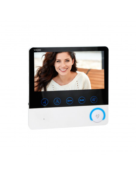 Bezsłuchawkowy zestaw wideo domofonowy CETI, monitor 7" z kartą pamięci TF, czytnikiem kart i breloków, IP44