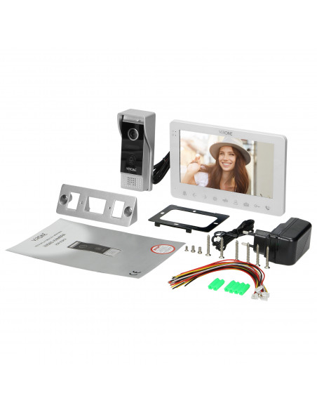  Zestaw wideo domofonowy, bezsłuchawkowy, kolor, LCD 7", menu OSD, WI-FI + APP na telefon, sterowanie bramą, biały,...