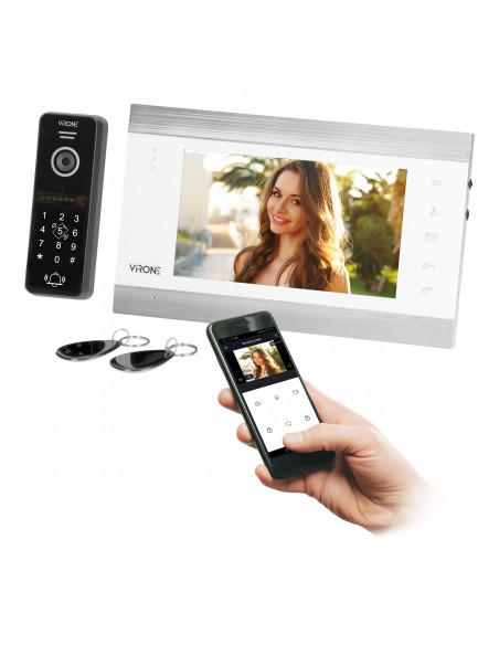  Zestaw wideodomofonowy, bezsłuchawkowy, kolor, LCD 7", menu OSD, WI-FI + APP na telefon, sterowanie bramą, z...