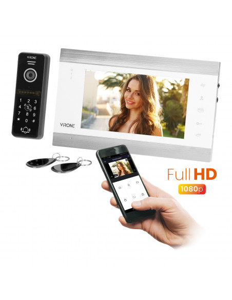  Zestaw wideo domofonowy VIFIS Full HD, bezsłuchawkowy, monitor 7" LCD,  menu OSD, kamera Full HD 1080P, z szyfratorem i...