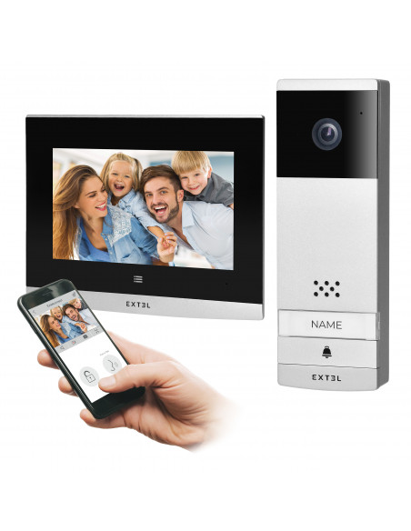  Extel Wave, bezprzewodowy zestaw wideo domofonowy, monitor 7", dotykowy, menu OSD,  WI-FI + APP na telefon, sterowanie...
