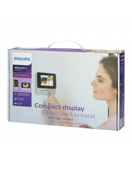 Philips WelcomeEye Compact,  Zestaw wideodomofonowy, bezsłuchawkowy, kolor, LCD 4,3", menu OSD, sterowanie bramą