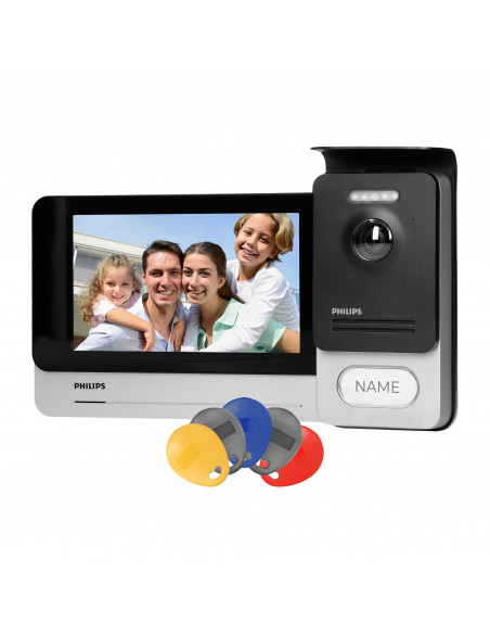  Philips WelcomeEye Touch, Zestaw wideodomofonowy, bezsłuchawkowy, kolor, LCD 7", dotykowy, menu OSD, sterowanie bramą,...