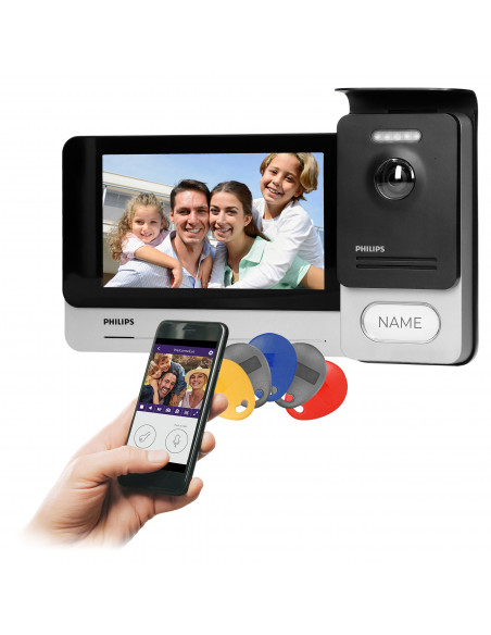  Philips WelcomeEye Connect 2, Zestaw wideodomofonowy, bezsłuchawkowy, kolor, LCD 7", dotykowy, menu OSD, WI-FI + APP na...