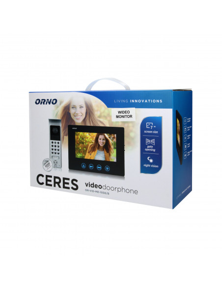 Wideo monitor bezsłuchawkowy, kolorowy, LCD 7", do zestawu z serii CERES, otwieranie bramy, czarny