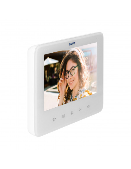 Wideo monitor bezsłuchawkowy, kolorowy, LCD 7", do zestawów z serii INDI i SCUTI, otwieranie bramy, interkom, biały