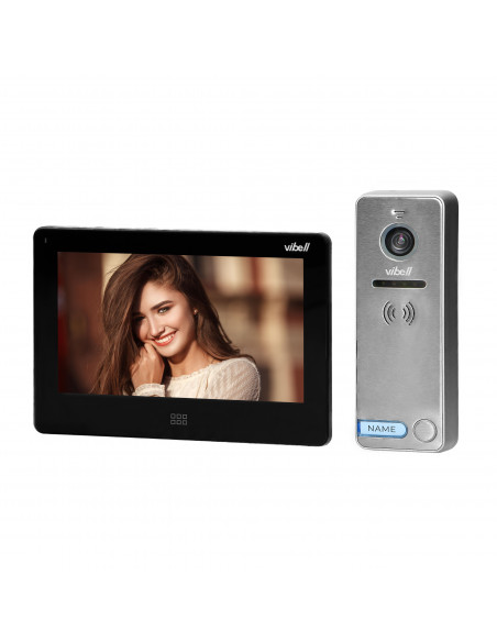  Zestaw wideodomofonowy, bezsłuchawkowy kolor, LCD 7", dotykowy, menu OSD, pamięć, gniazdo na kartę SD, DVR,...