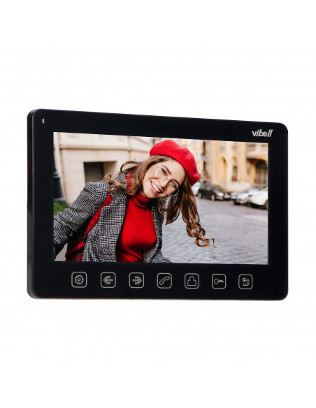  Zestaw wideodomofonowy, bezsłuchawkowy, kolor,  LCD 7", menu OSD, sterowanie bramą, z szyfratorem i RFID,  czarny,...