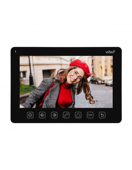  Zestaw wideodomofonowy, bezsłuchawkowy, kolor,  LCD 7", menu OSD, sterowanie bramą, z szyfratorem i RFID,  czarny,...