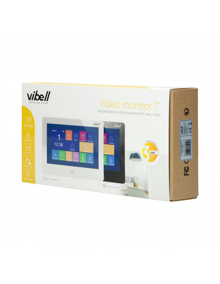  Wideo monitor bezsłuchawkowy, kolorowy, LCD 7”, do zastosowania w systemach VIBELL, dotykowy ekran, moduł pamięci, ...
