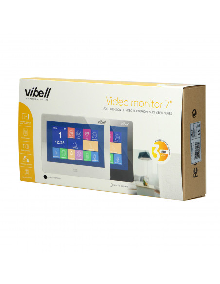  Wideo monitor bezsłuchawkowy, kolorowy, LCD 7”, do zastosowania w systemach VIBELL, dotykowy ekran, moduł pamięci, ...
