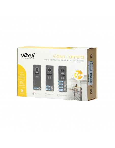 Wideo kaseta 1-rodzinna z kamerą szerokokątną, kolor, wandaloodporna, diody LED, do zastosowania w systemach VIBELL