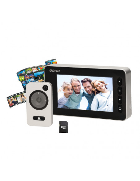  Elektroniczny wizjer do drzwi 4,7" z funkcją nagrywania na kartę Micro SD, czujnikiem ruchu i menu w 9 językach,...