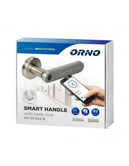 Klamka szyfrowa z klawiaturą dotykową i funkcją smart - czytnik linii papilarnych, Bleutooth 4.0, nikiel