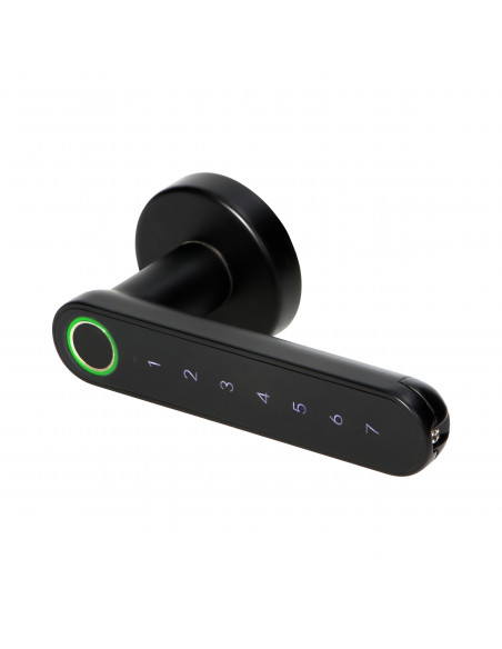 Klamka szyfrowa z klawiaturą dotykową i funkcją smart - czytnik linii papilarnych, Bleutooth 4.0, czarny