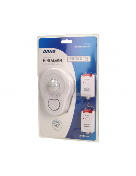 Mini alarm bezprzewodowy sufitowy z wbudowaną syreną sterowany pilotem, 5m, bateryjny