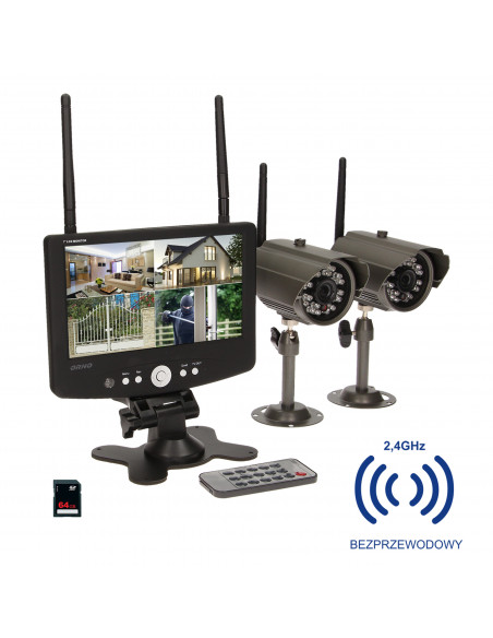 System do monitoringu 4-kanałowy, bezprzewodowy CCTV, monitor LCD 7"