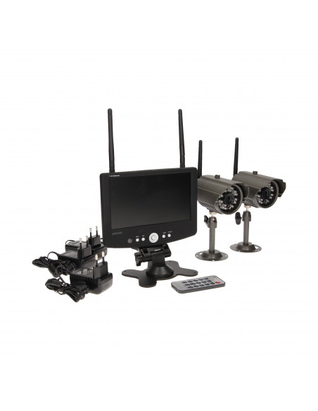 System do monitoringu 4-kanałowy, bezprzewodowy CCTV, monitor LCD 7"