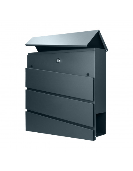 Skrzynka na listy BORNEO z galwanizowanej stali z  gazetnikiem, antracyt    