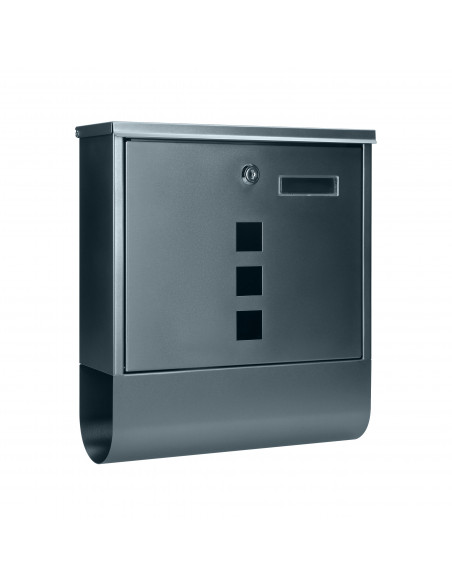 Skrzynka na listy HAITI z galwanizowanej stali z gazetnikiem, okienkami i wizytownikiem, antracyt    
