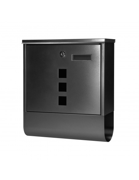 Skrzynka na listy HAITI z galwanizowanej stali z gazetnikiem, okienkami i wizytownikiem, kolor czarny    