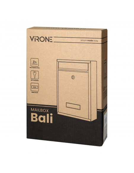Skrzynka na listy BALI z galwanizowanej stali, mała z wizytownikiem, antracyt    