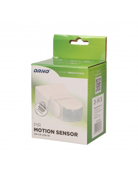 Czujnik ruchu 180st., regulacja pionowa i pozioma, IP65, 1200W, biały