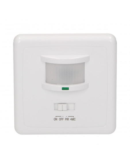 Czujnik ruchu i dźwięku 160 st. IP20, do puszki, 500W, min. obciążenie 40W