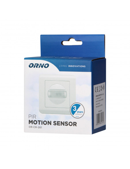 Czujnik ruchu, 2 żyłowy, 160st. IP20, 300W, do puszki