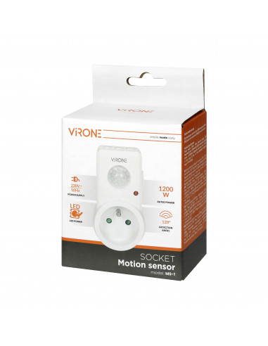 Gniazdkowy czujnik ruchu 120°  IP20,...