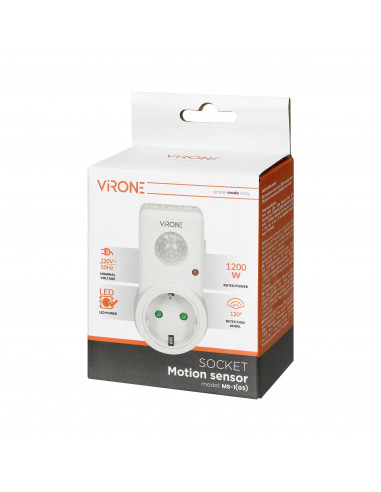 Gniazdkowy czujnik ruchu 120°, IP20,...