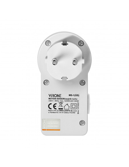 Gniazdkowy czujnik ruchu 120°, IP20, 280W, wersja Schuko