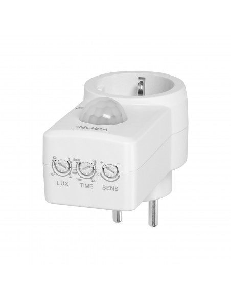 Gniazdkowy czujnik ruchu 120°, IP20, 280W, wersja Schuko