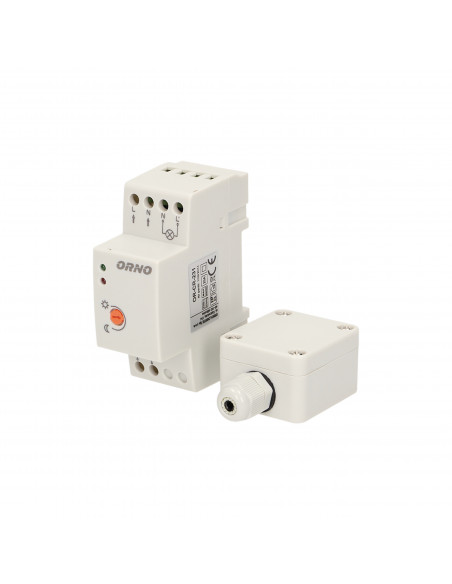 Czujnik zmierzchowy na szynę DIN z hermetyczną zewnętrzną sondą w puszce, 2-100 LUX