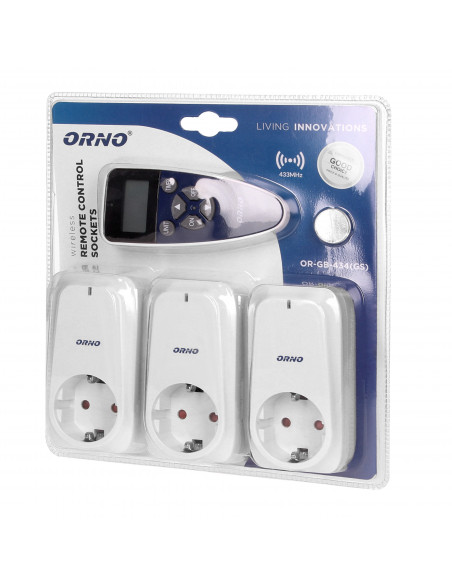 Zestaw gniazd bezprzewodowych sterowanych pilotem z funkcją timera 3+1