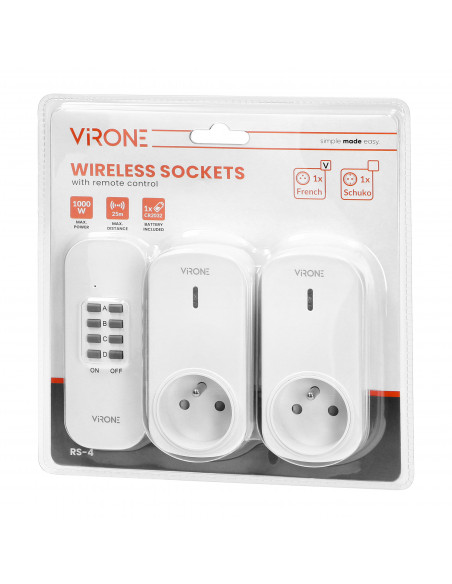 Zestaw bezprzewodowych gniazd sterowanych pilotem 2+1