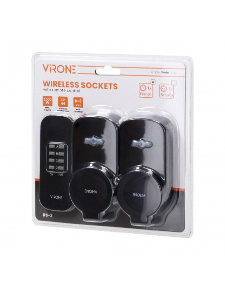 Zestaw bezprzewodowych gniazd sterowanych pilotem 2+1, IP44 