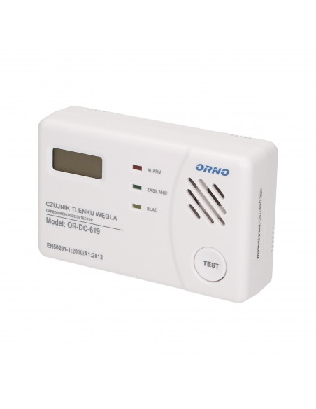 Bateryjny czujnik tlenku węgla (czadu) z wyświetlaczem, prostokątny, 3xAA