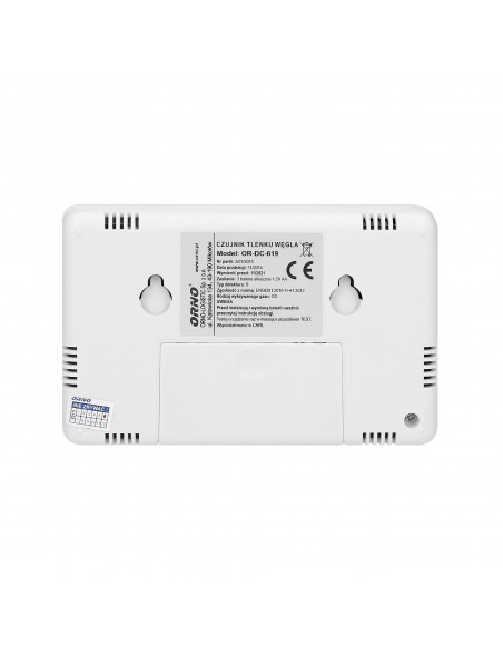 Bateryjny czujnik tlenku węgla (czadu) z wyświetlaczem, prostokątny, 3xAA TEST